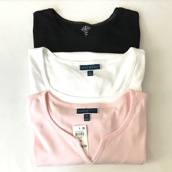 KAREN SCOTT 100% Cotton Short Sleeve Tee Shirt Bundle of 3 Pink Plus Size 2X - Picture 1 of 16